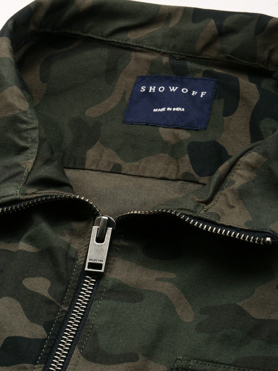 Men's Green Printed Casual Jacket