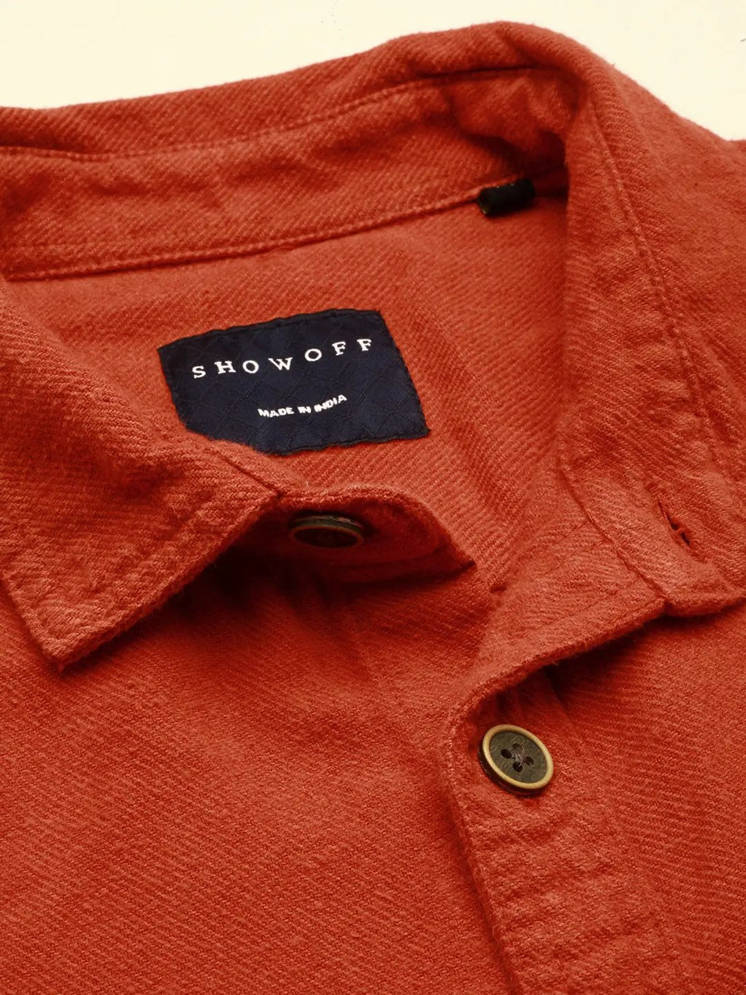 Men's Orange Solid Casual Shirt
