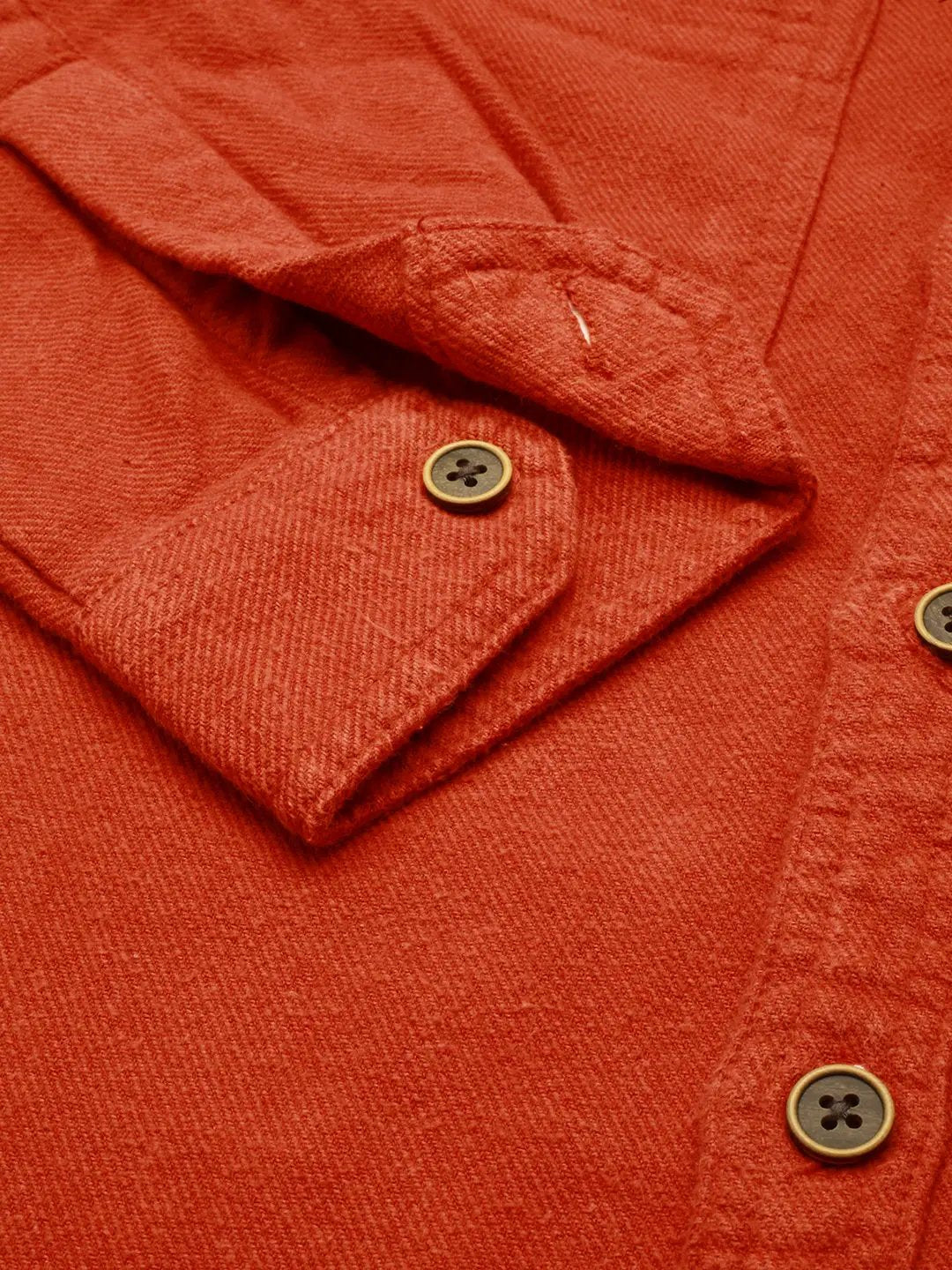 Men's Orange Solid Casual Shirt