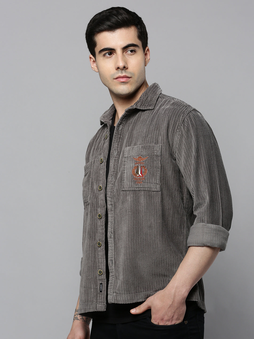 Men's Grey Solid Casual Shirt