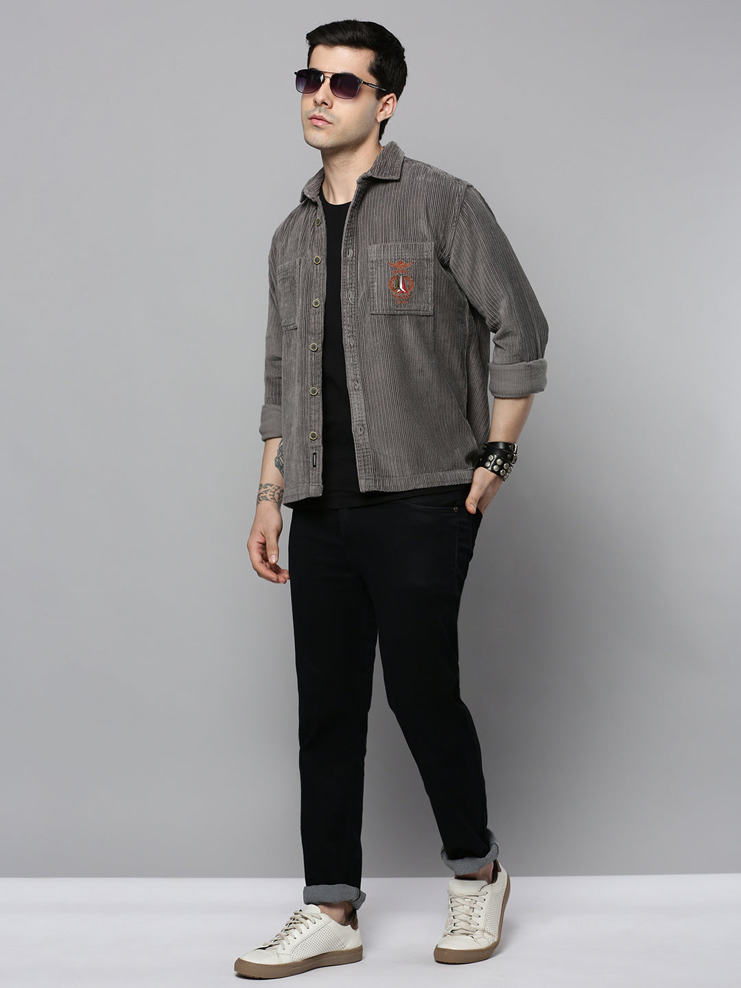 Men's Grey Solid Casual Shirt