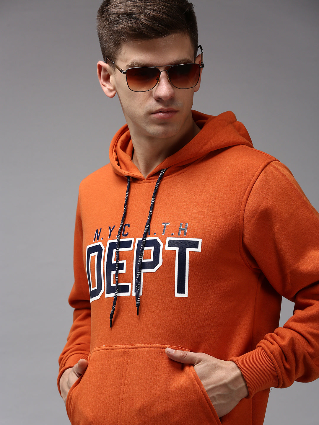 Men Orange Solid Sweatshirt