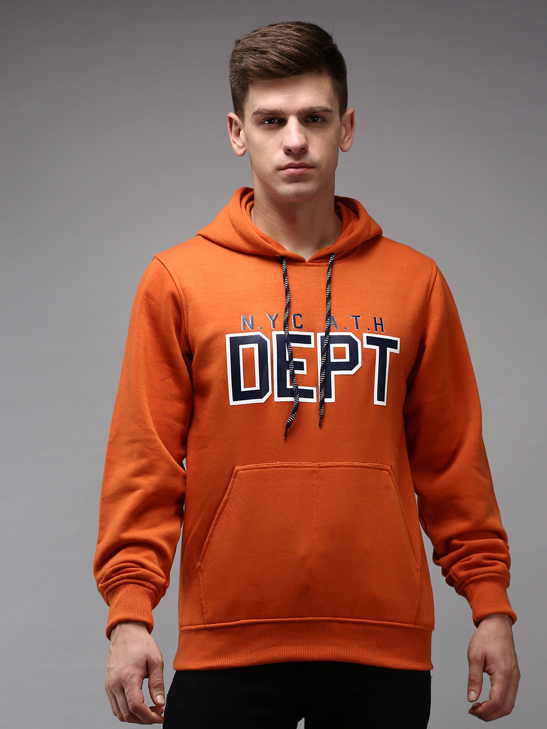 Men Orange Solid Sweatshirt