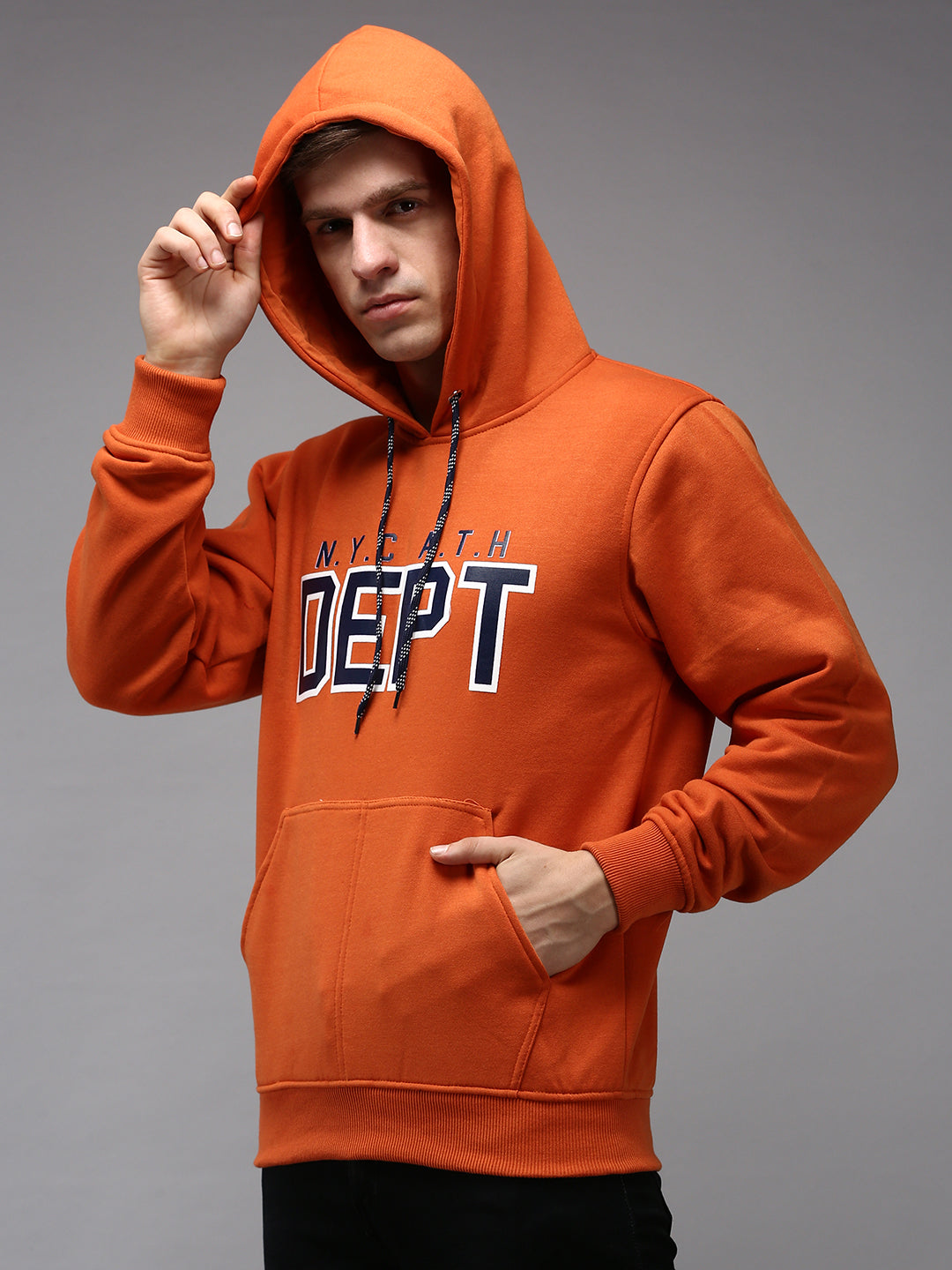 Men Orange Solid Sweatshirt