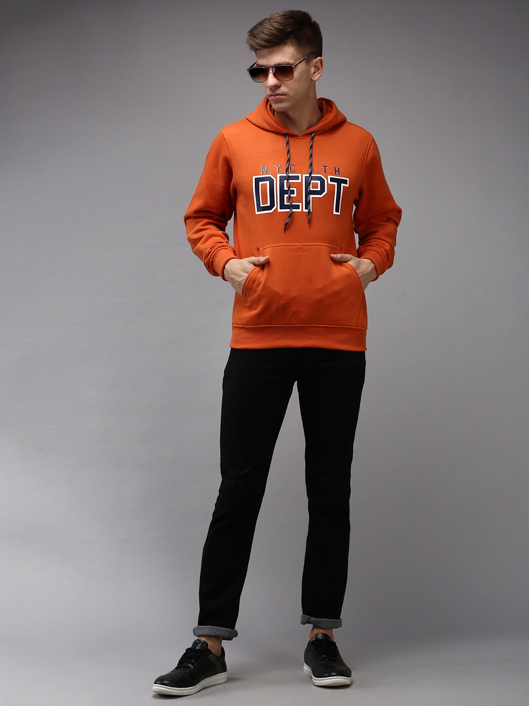 Men Orange Solid Sweatshirt