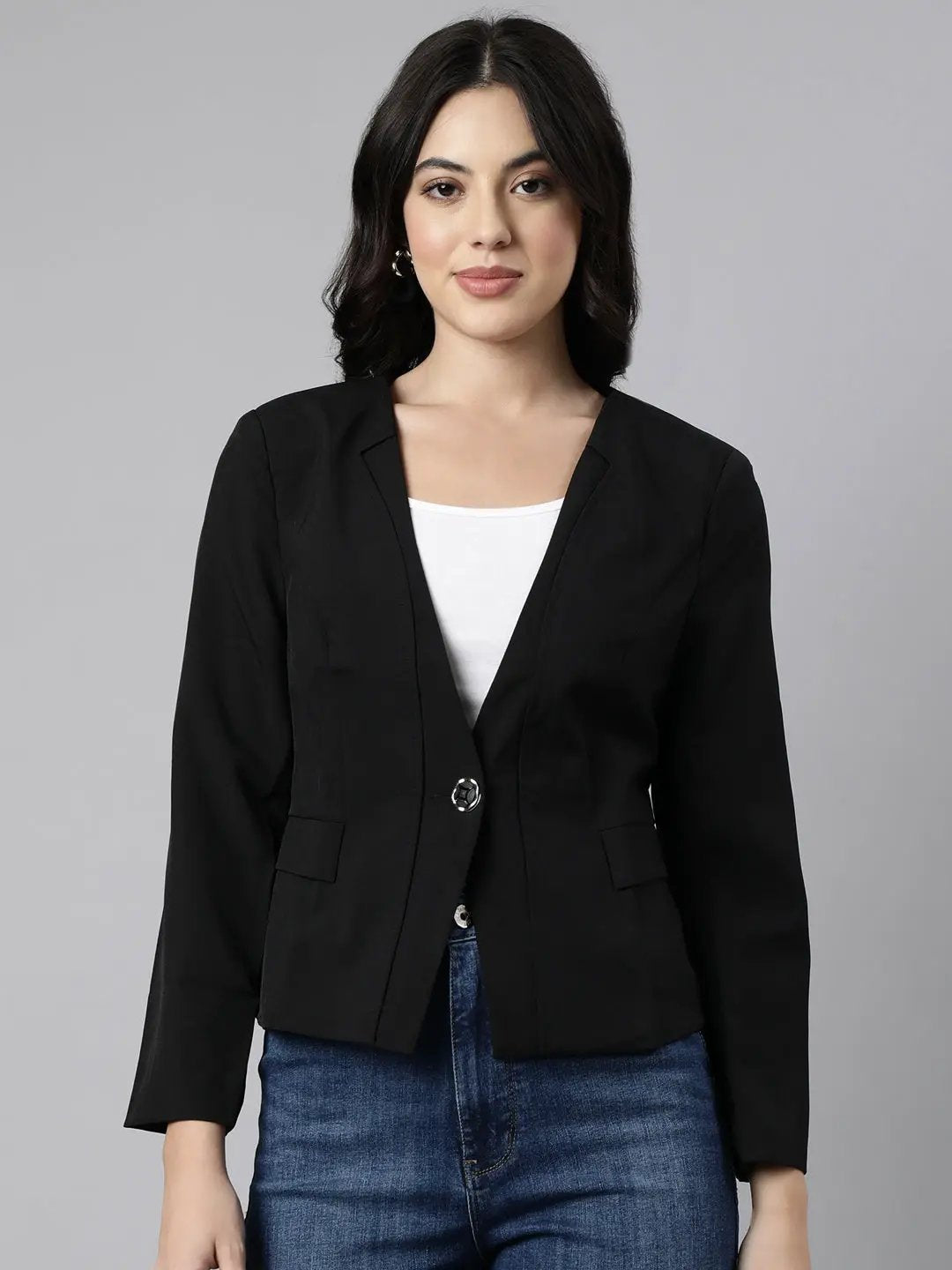 Women's Black Single-Breasted Blazer