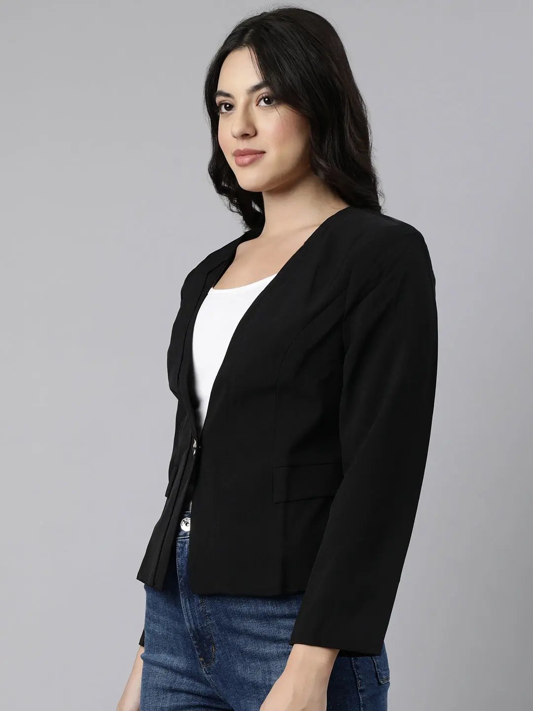 Women's Black Single-Breasted Blazer