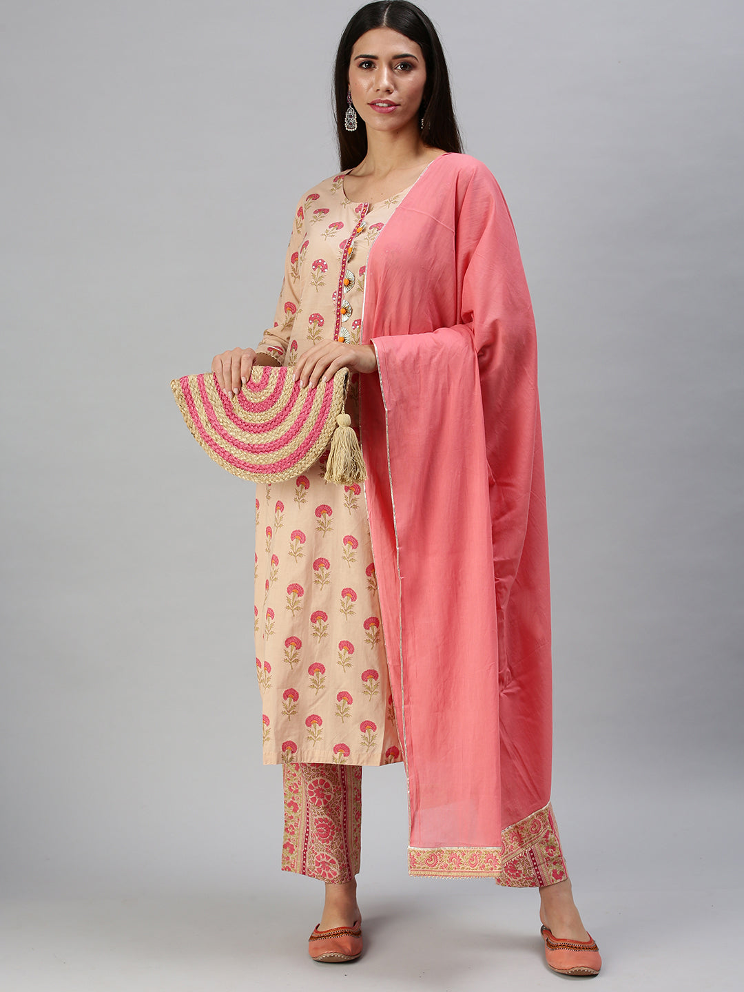 Women's Pink Printed Kurta Sets