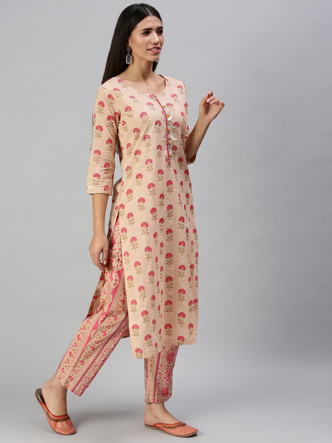 Women's Pink Printed Kurta Sets