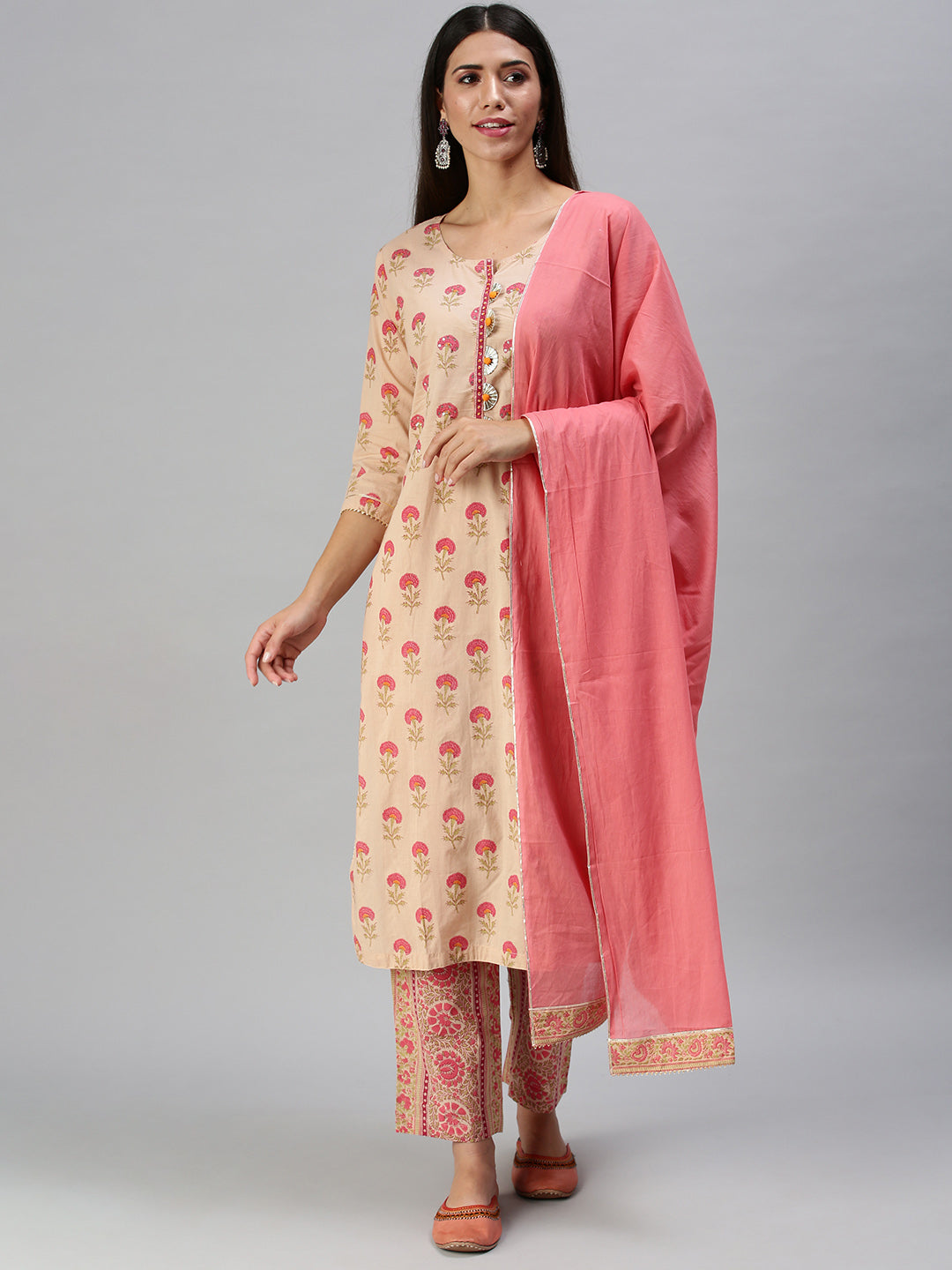 Women's Pink Printed Kurta Sets