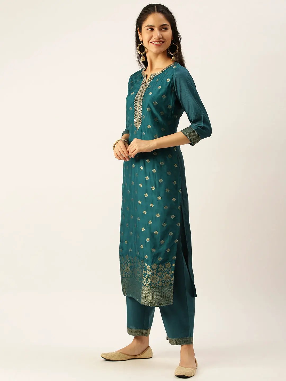 Women's Green Solid Kurta Sets