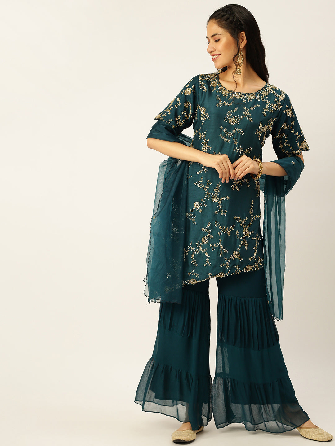 Women's Blue Solid Kurta Sets