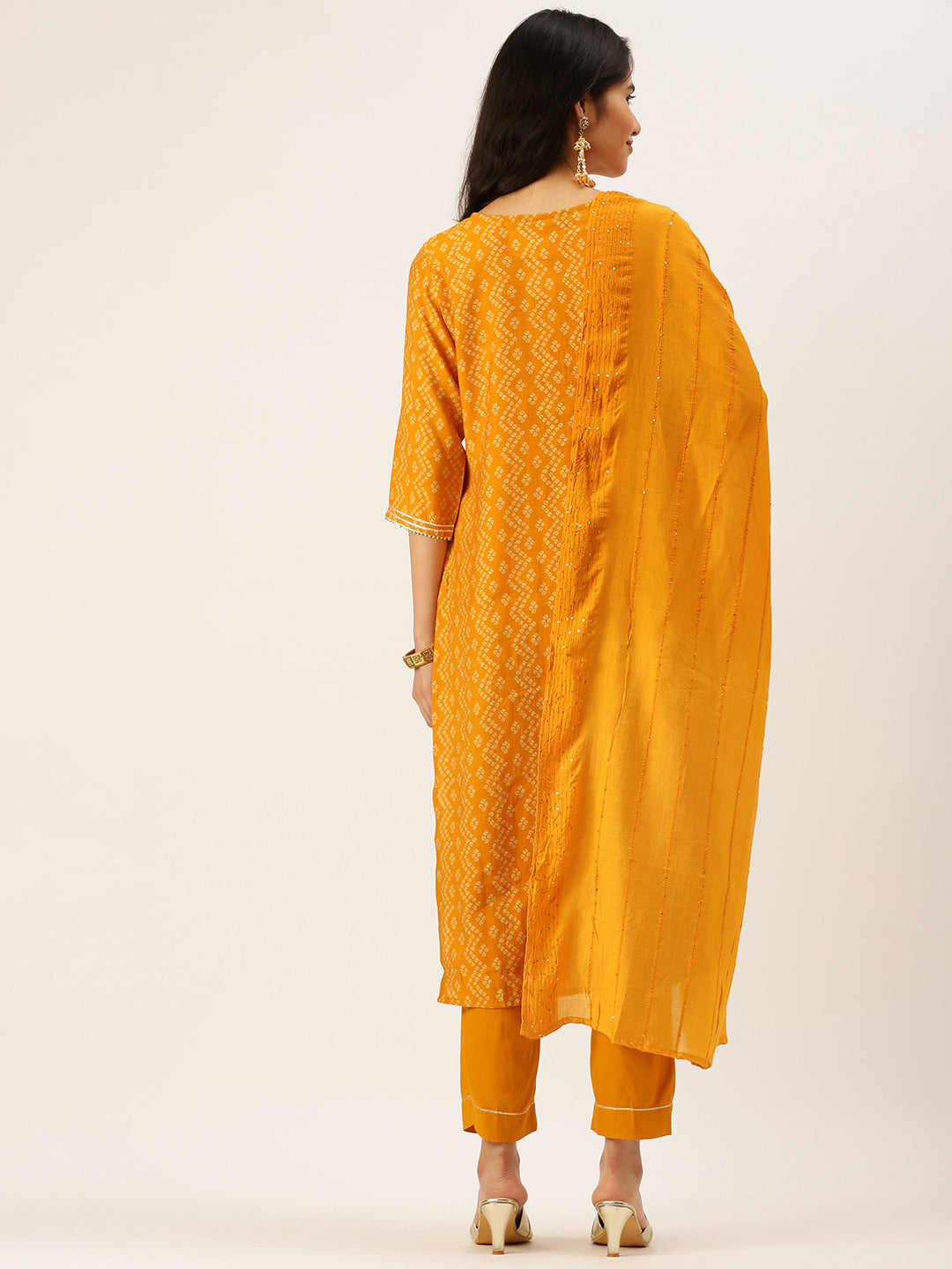 Women's Mustard Printed Kurta Sets