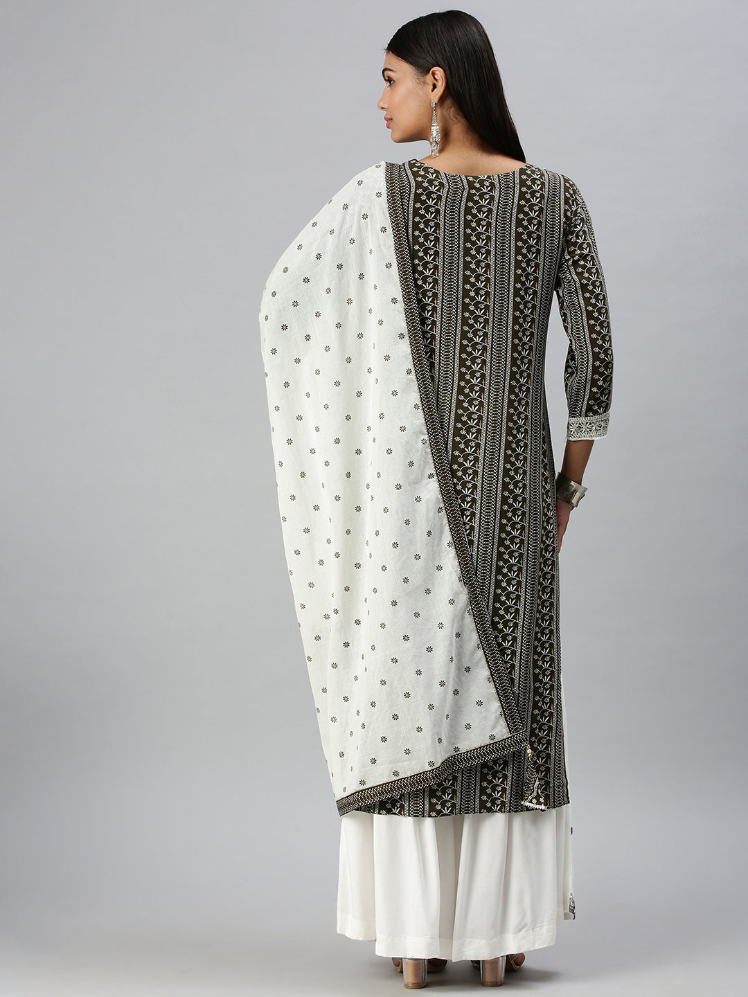 Women's Olive Printed Kurta Sets