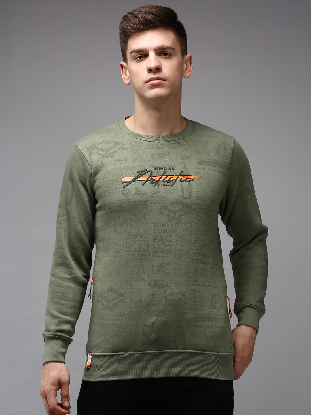 Men Green Printed Sweatshirt