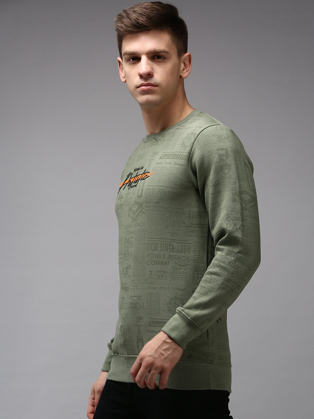 Men Green Printed Sweatshirt