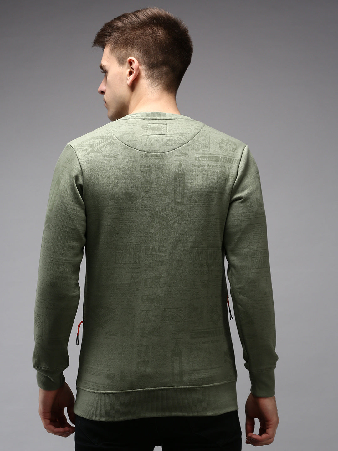 Men Green Printed Sweatshirt