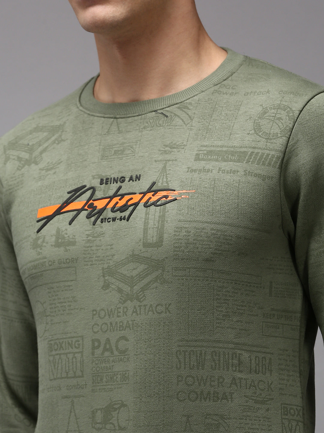 Men Green Printed Sweatshirt