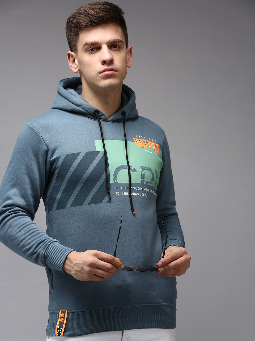 Men Blue Printed Sweatshirt