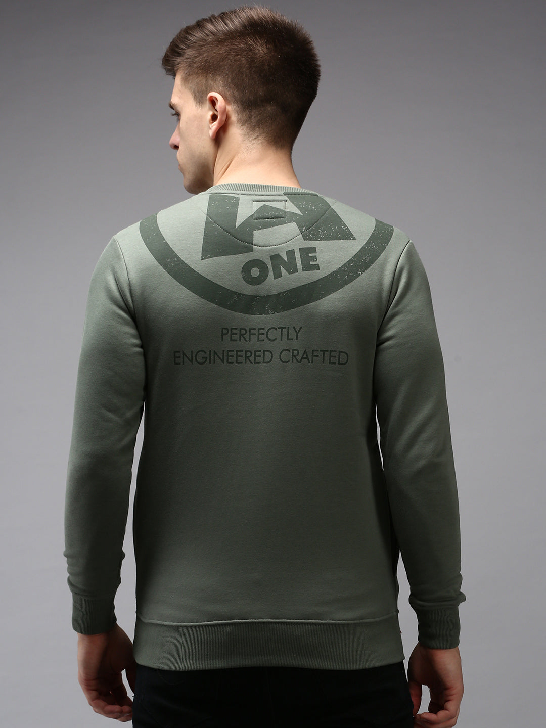 Men Green Solid Sweatshirt