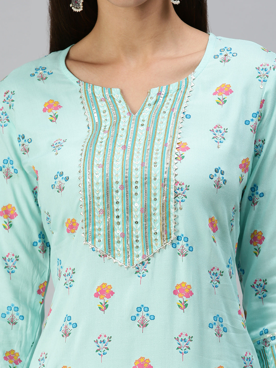 Women's Blue Printed Kurta Sets