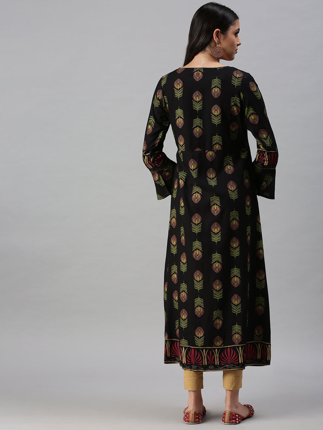 Women's Black Printed Anarkali Kurta