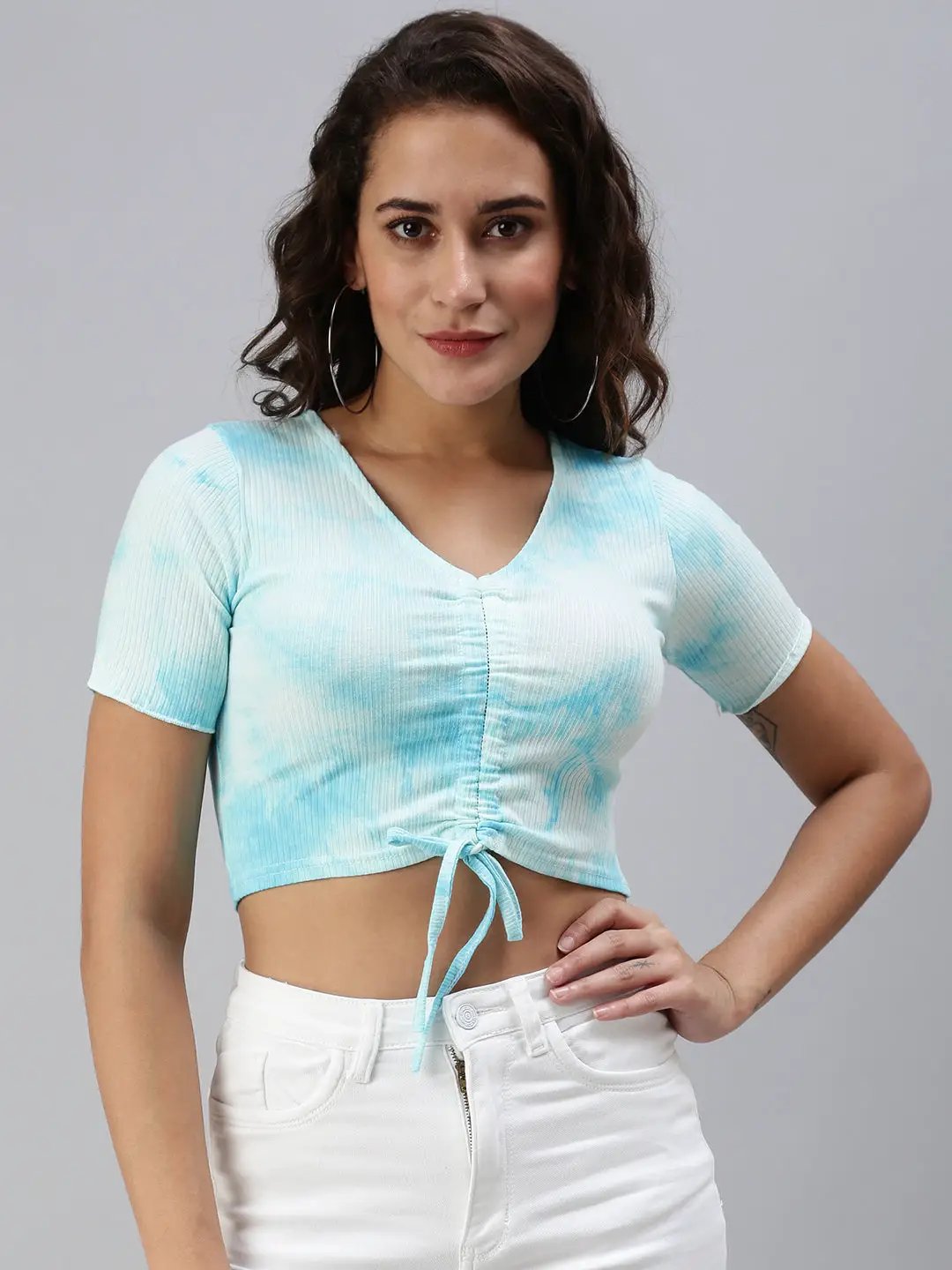 Women's Blue Tie Dye Crop Top