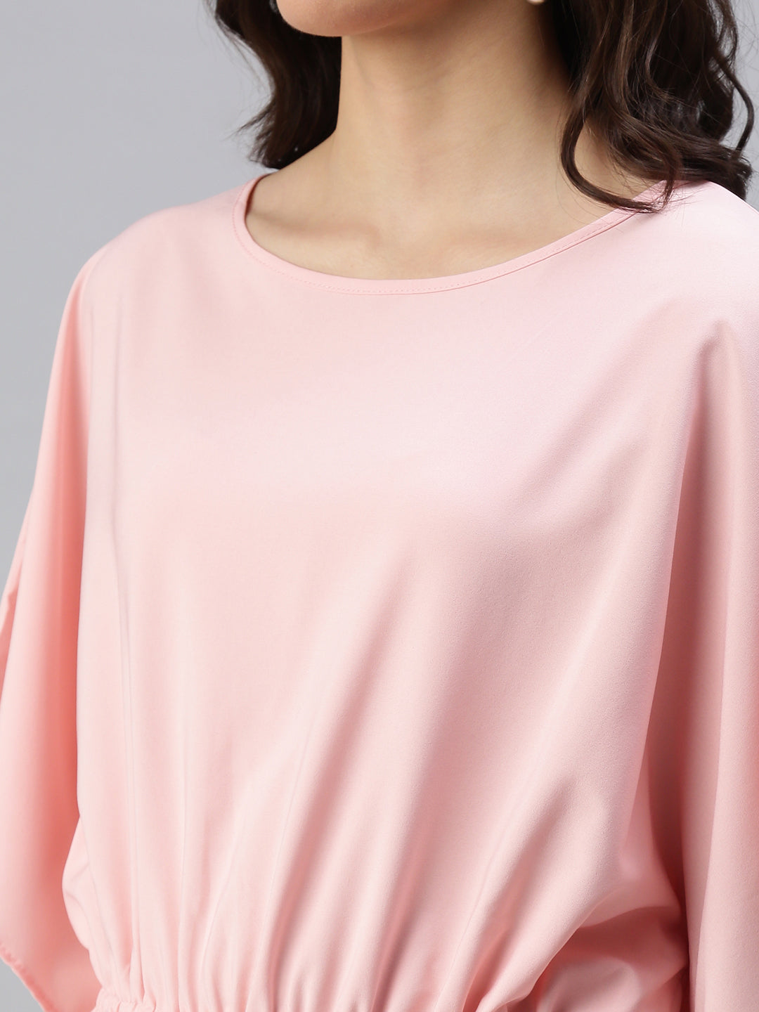 Women's Pink Solid Longline Top