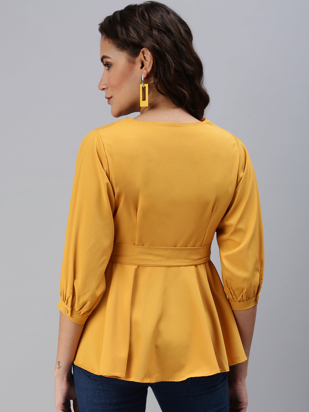 Women's Yellow Solid Top