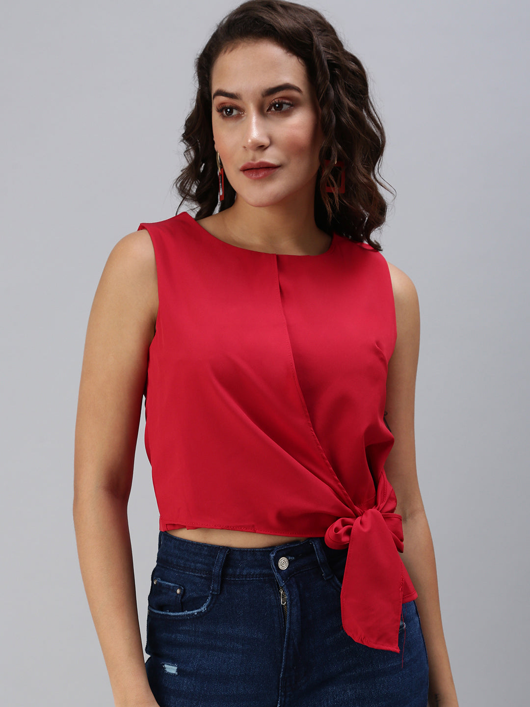 Women's Red Solid Top