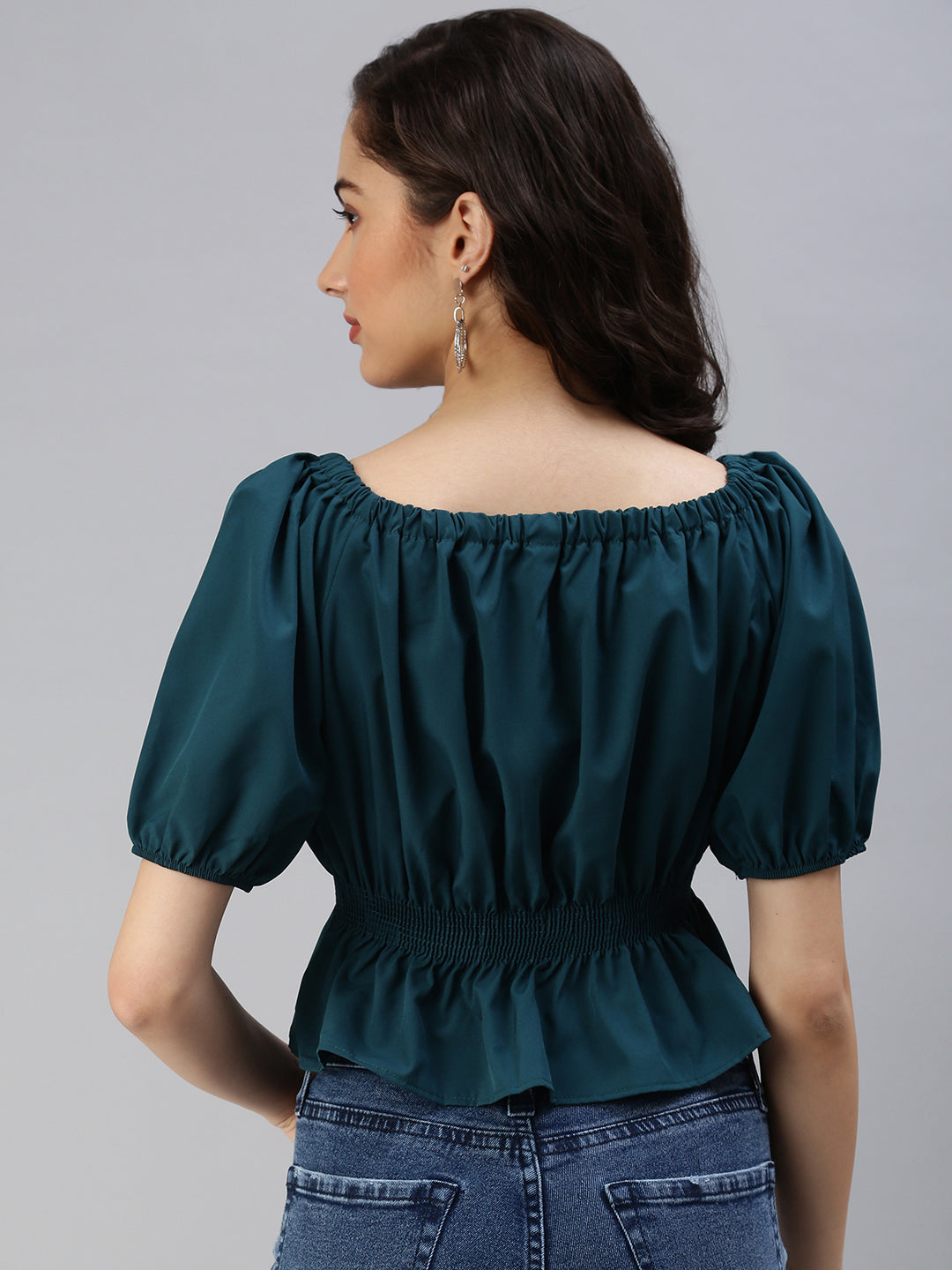 Women's Green Solid Top