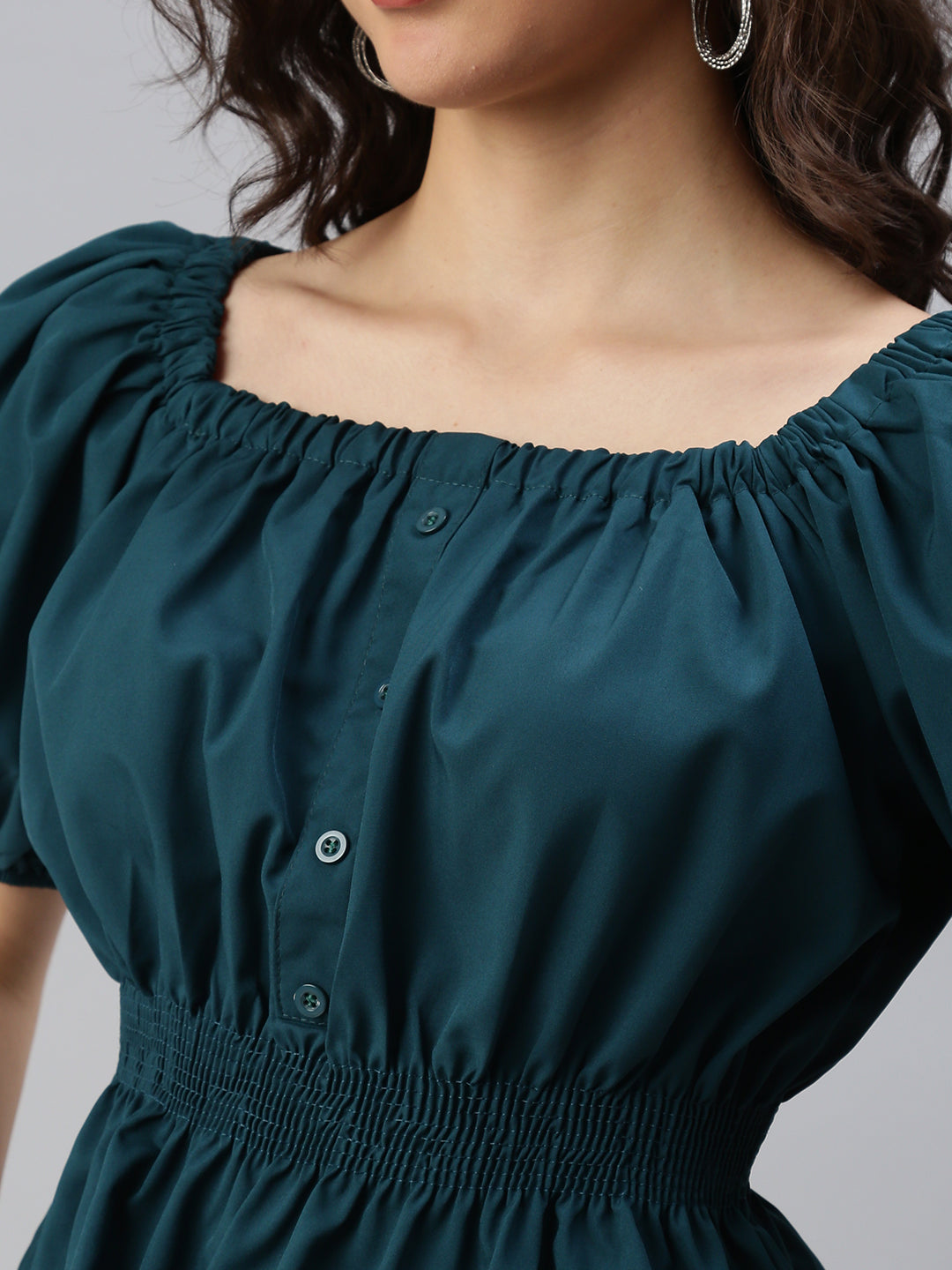 Women's Green Solid Top