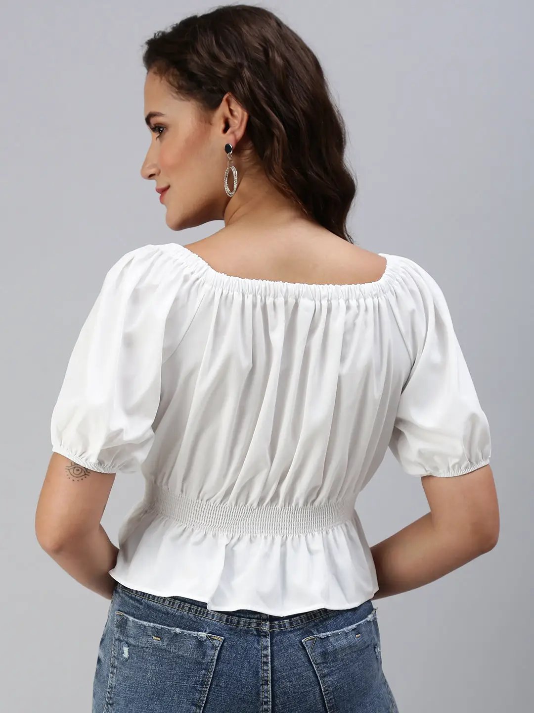 Women's White Solid Top