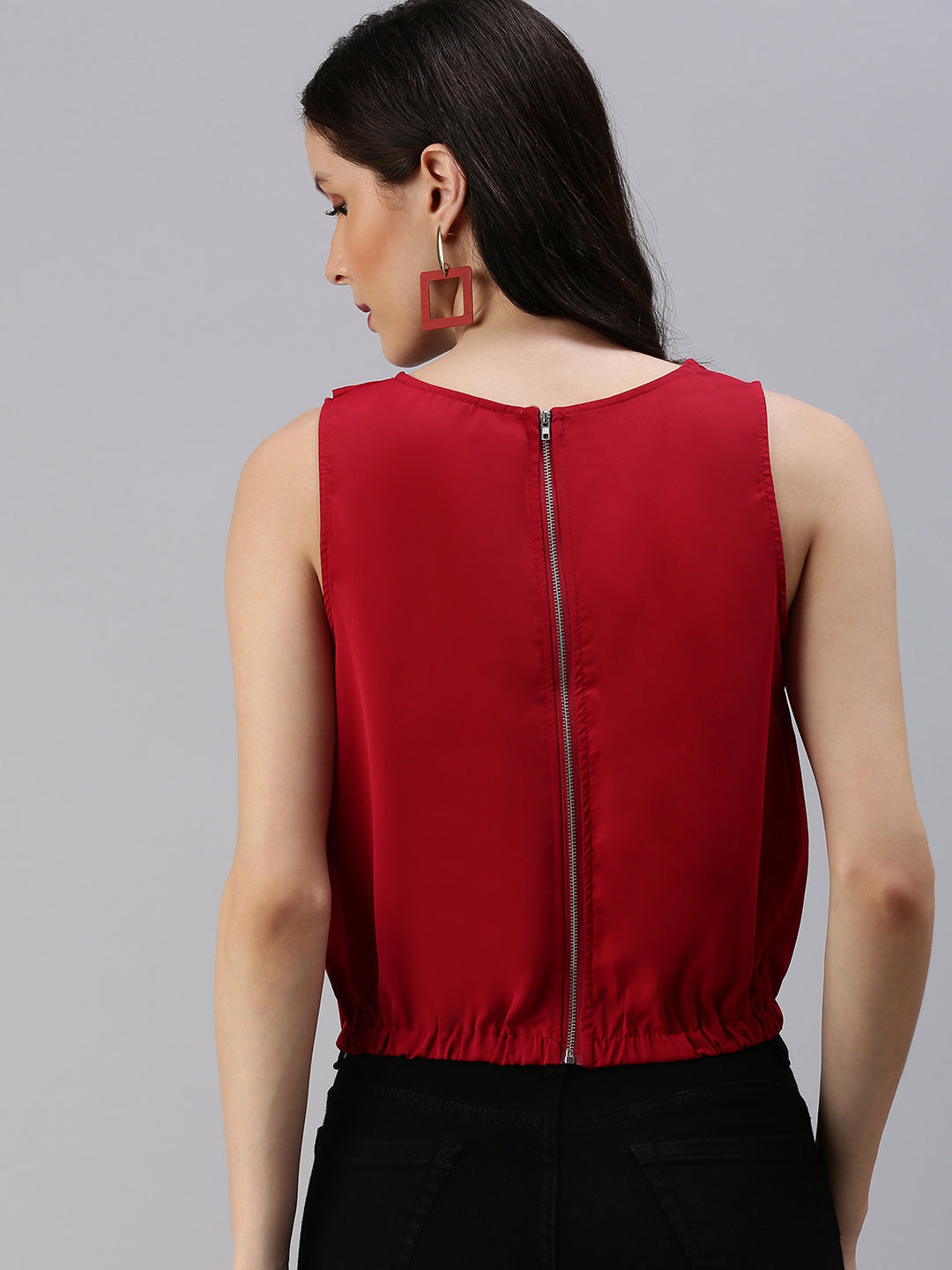 Women's Red Solid Top