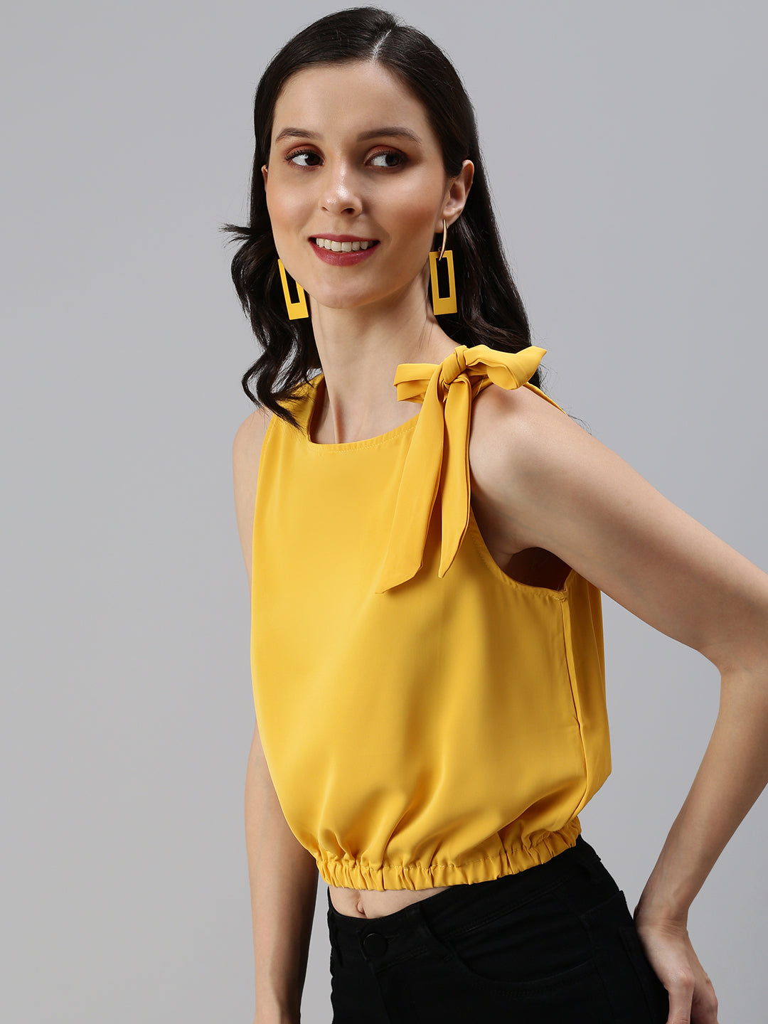 Women's Yellow Solid Top