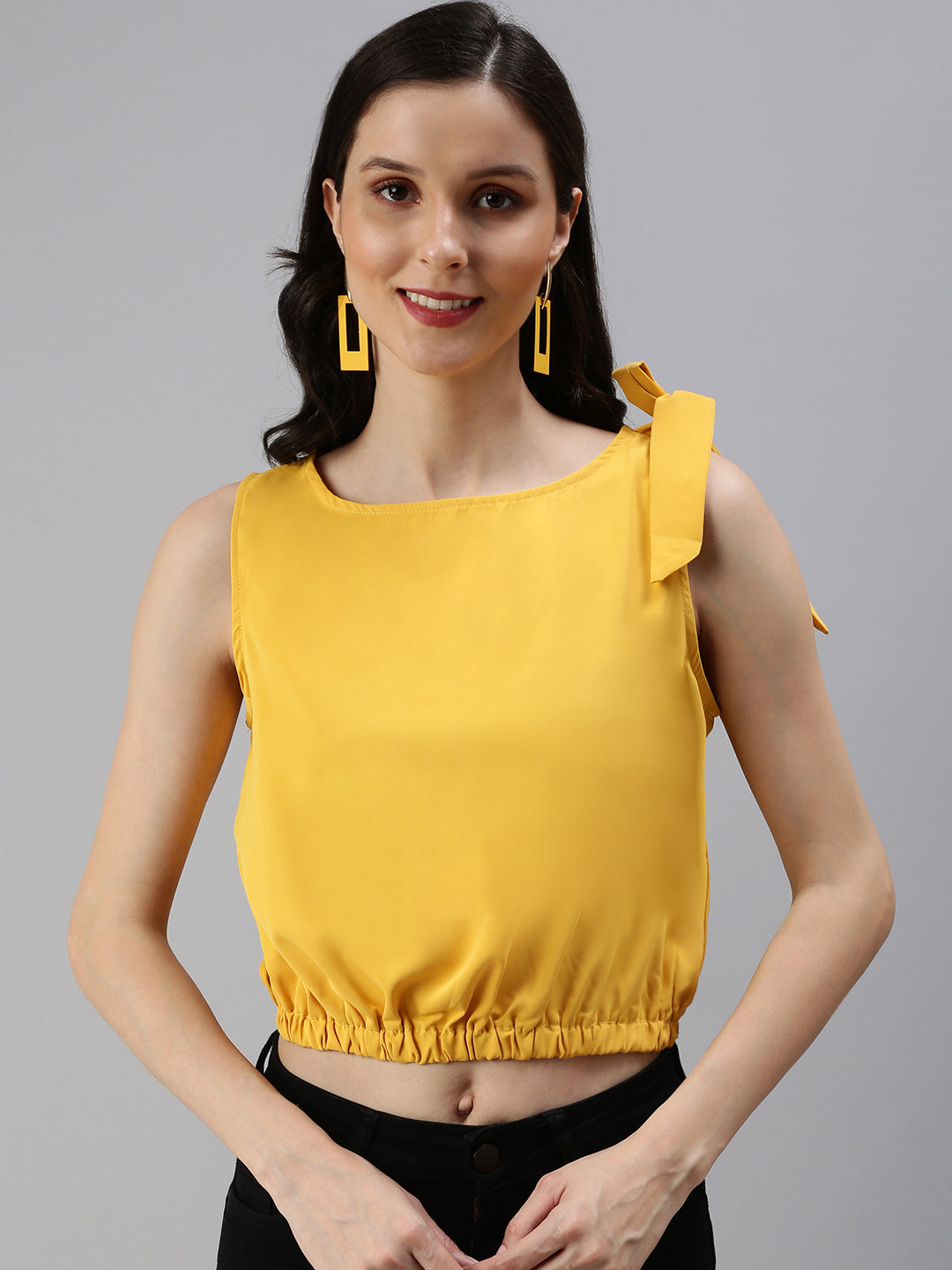 Women's Yellow Solid Top