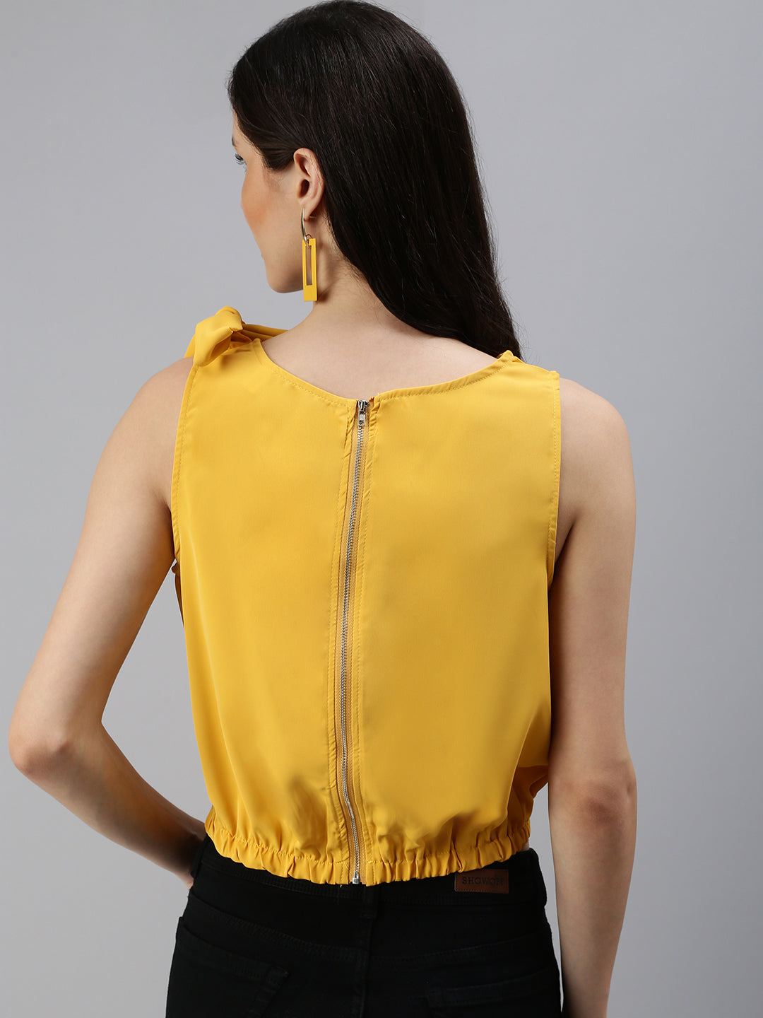 Women's Yellow Solid Top