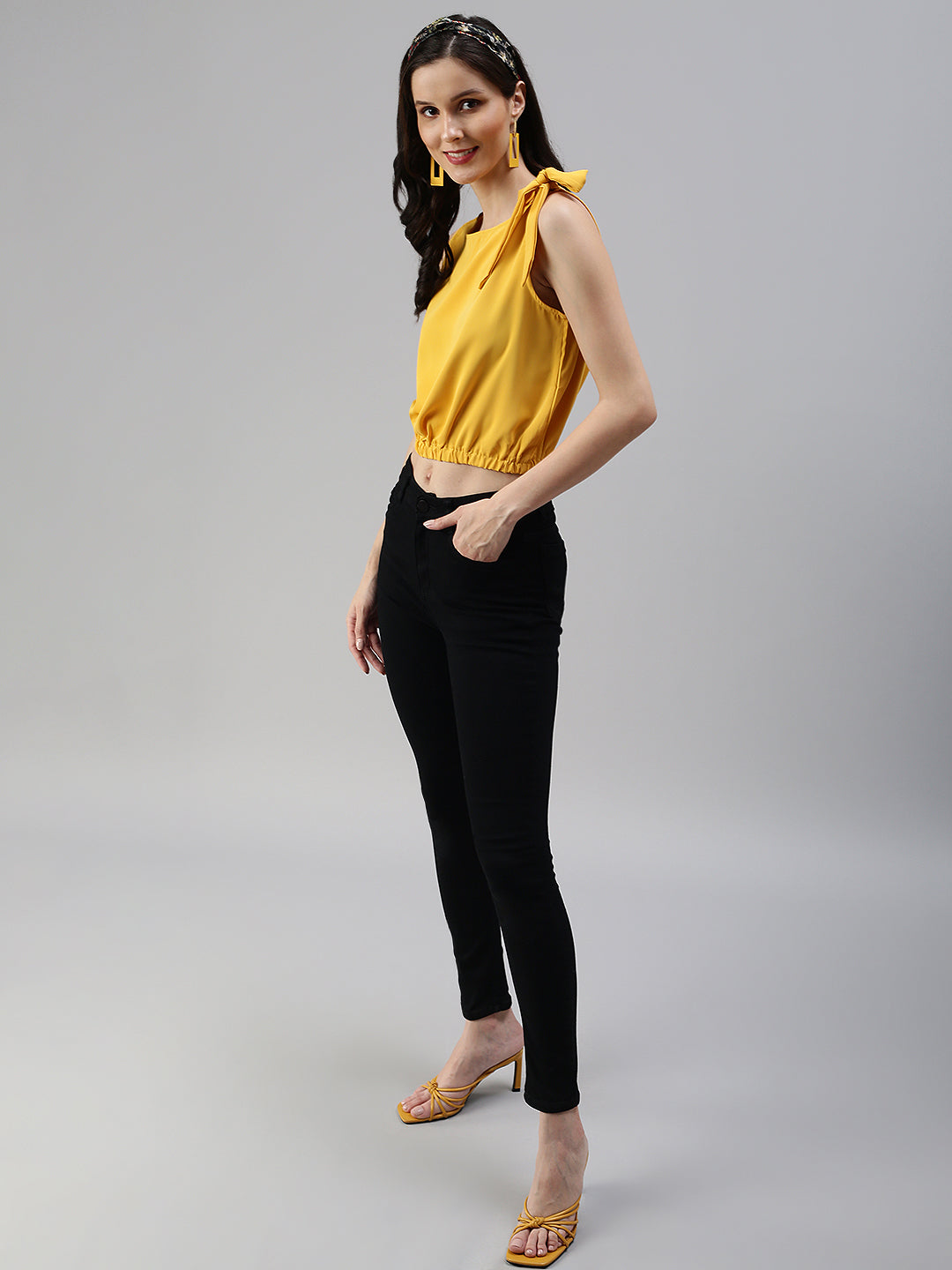 Women's Yellow Solid Top