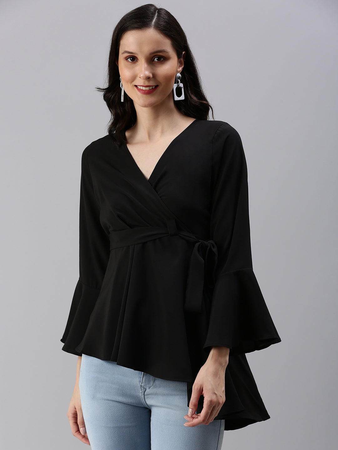 Women's Black Solid Top