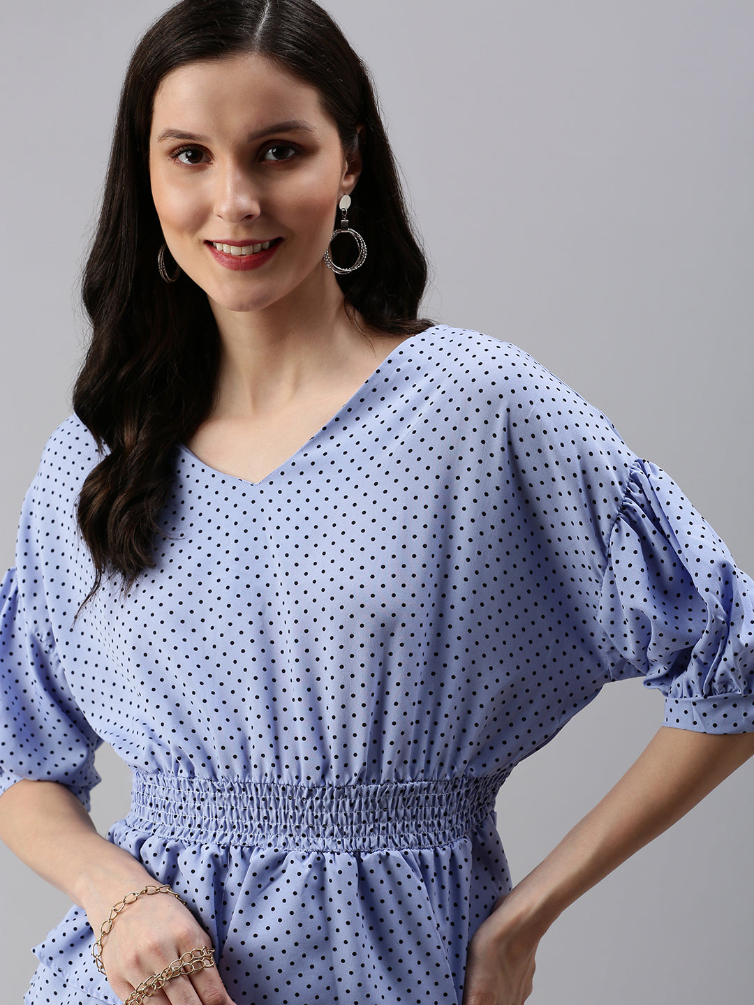 Women's Blue Polka Dots Top