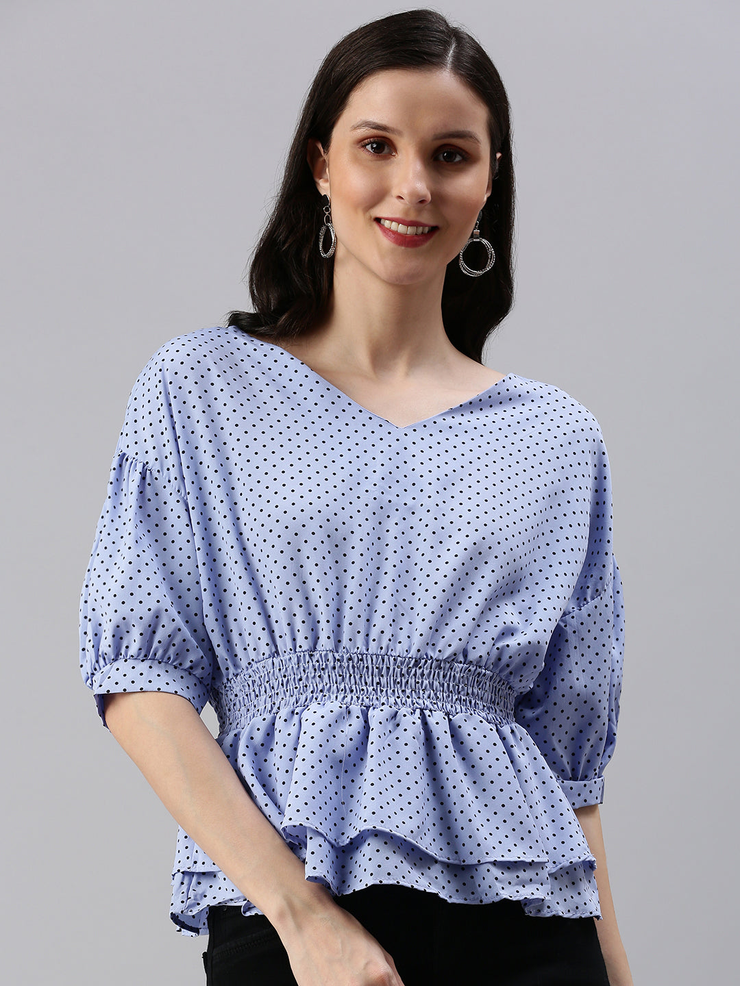 Women's Blue Polka Dots Top