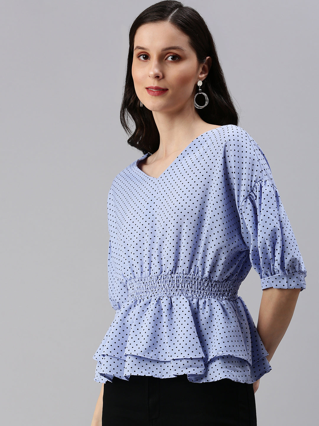 Women's Blue Polka Dots Top