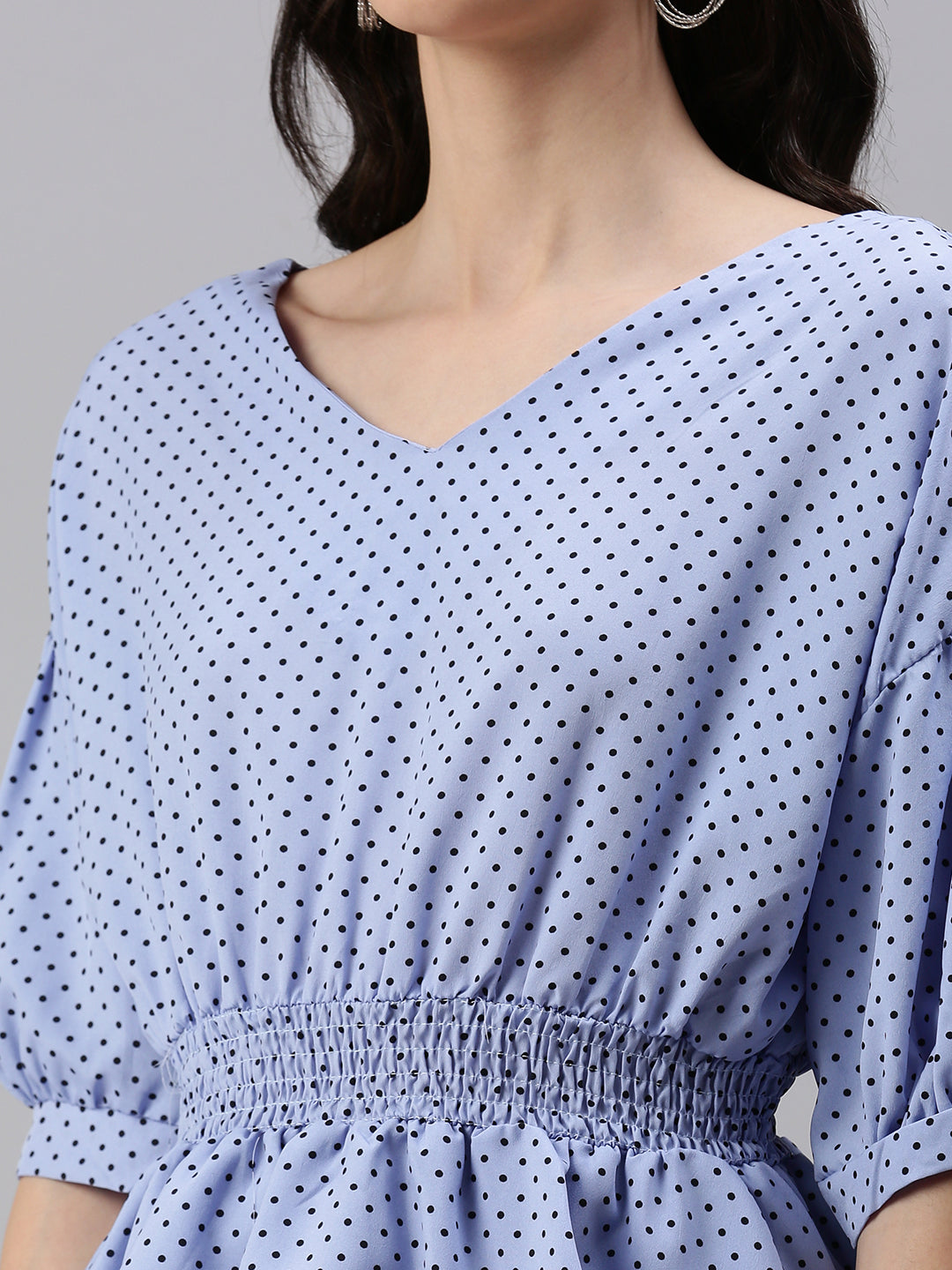 Women's Blue Polka Dots Top