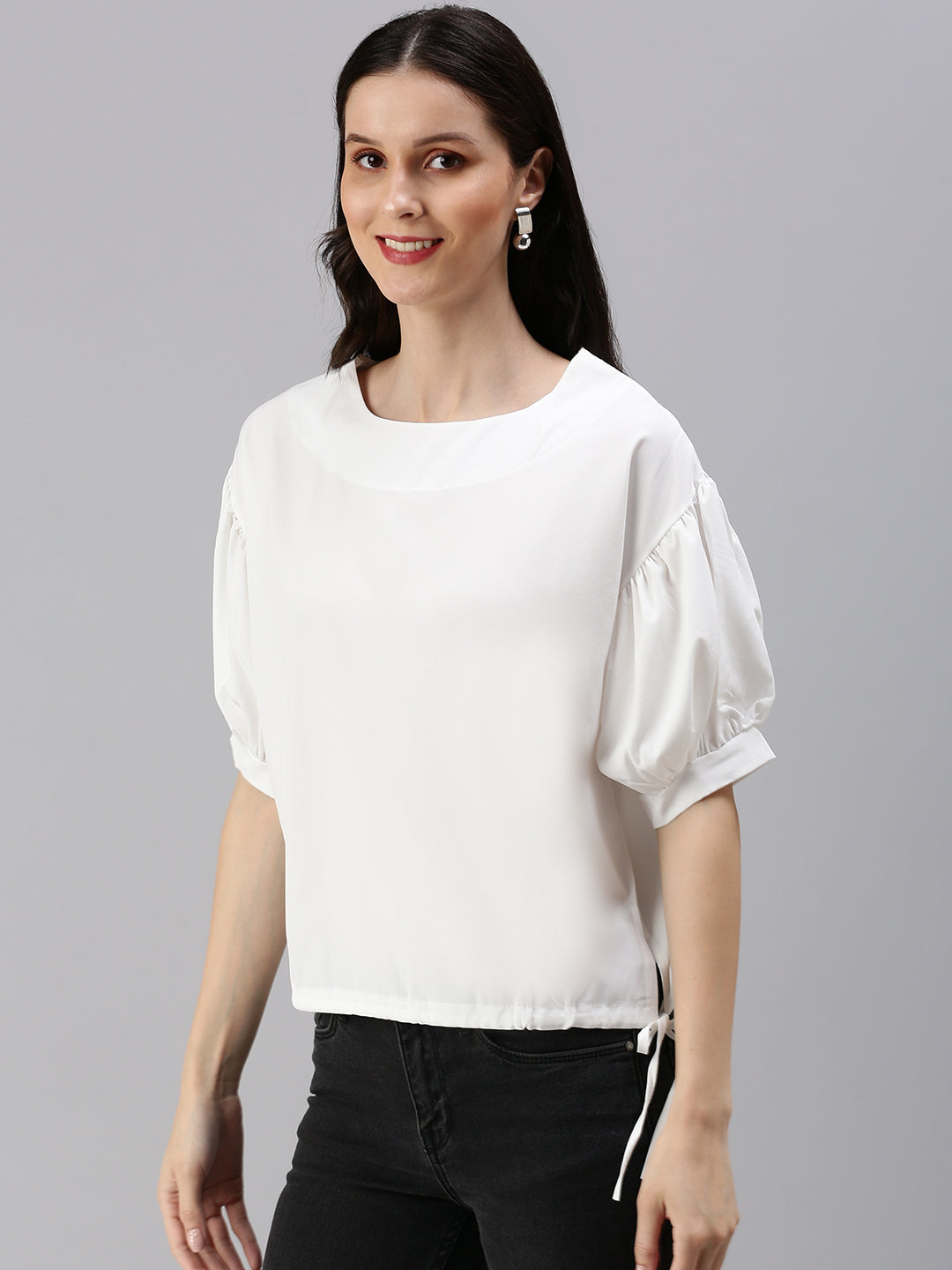 Women's White Solid Top