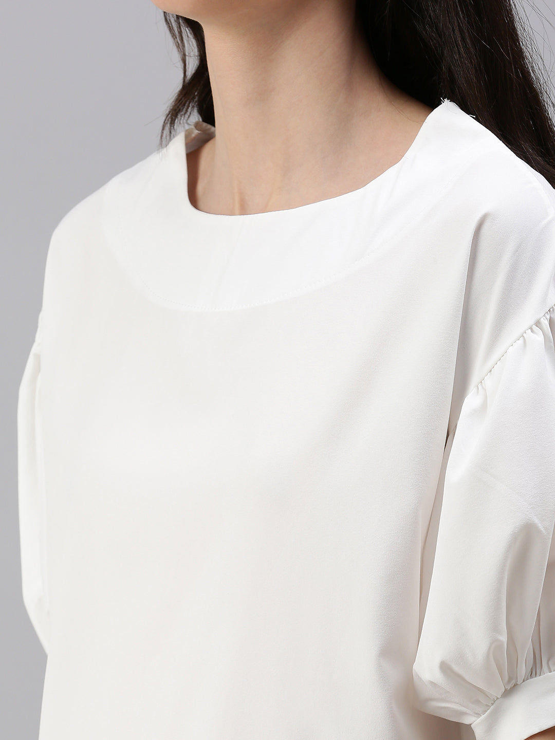 Women's White Solid Top