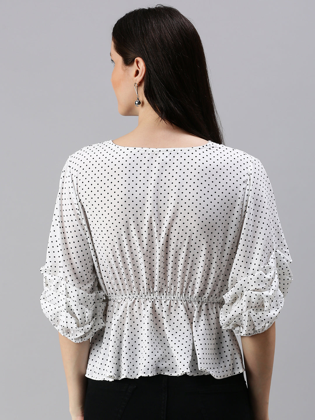 Women's White Polka Dots Top