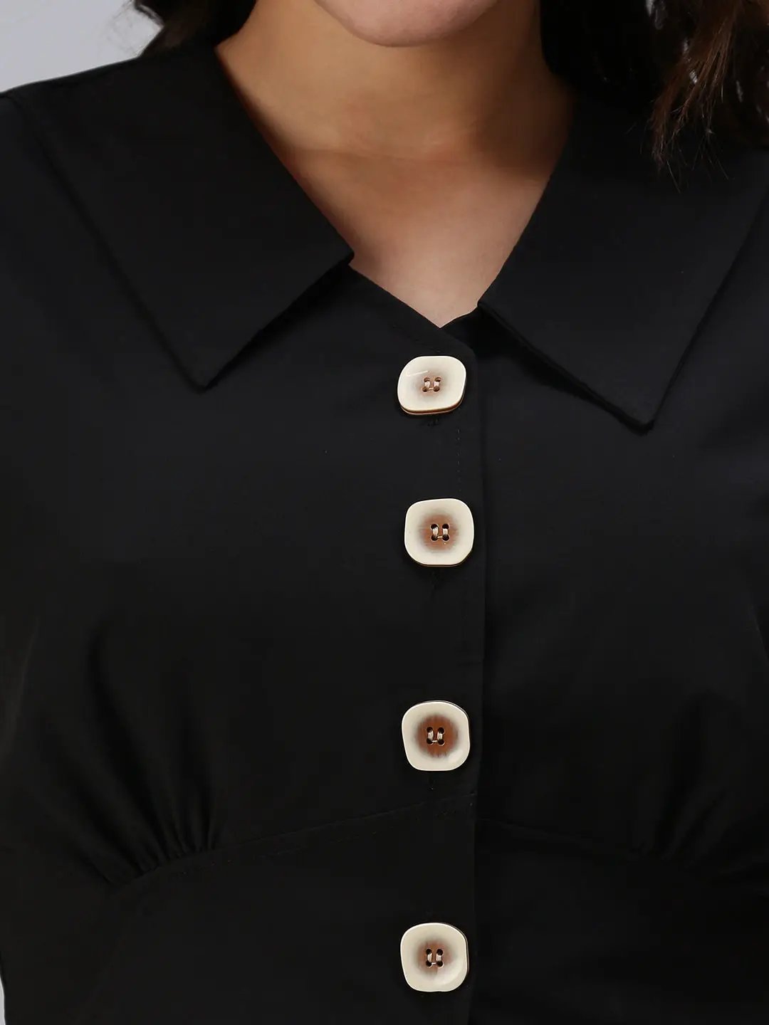Women's Black Solid Crop Top