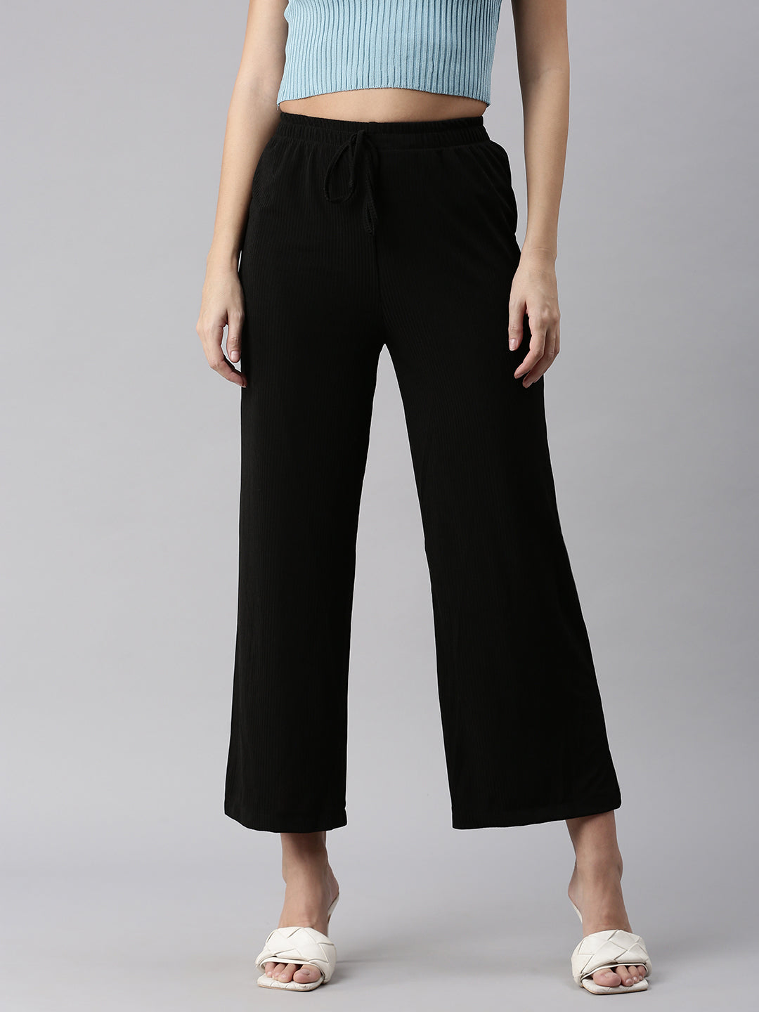 Women's Black Solid Track Pant