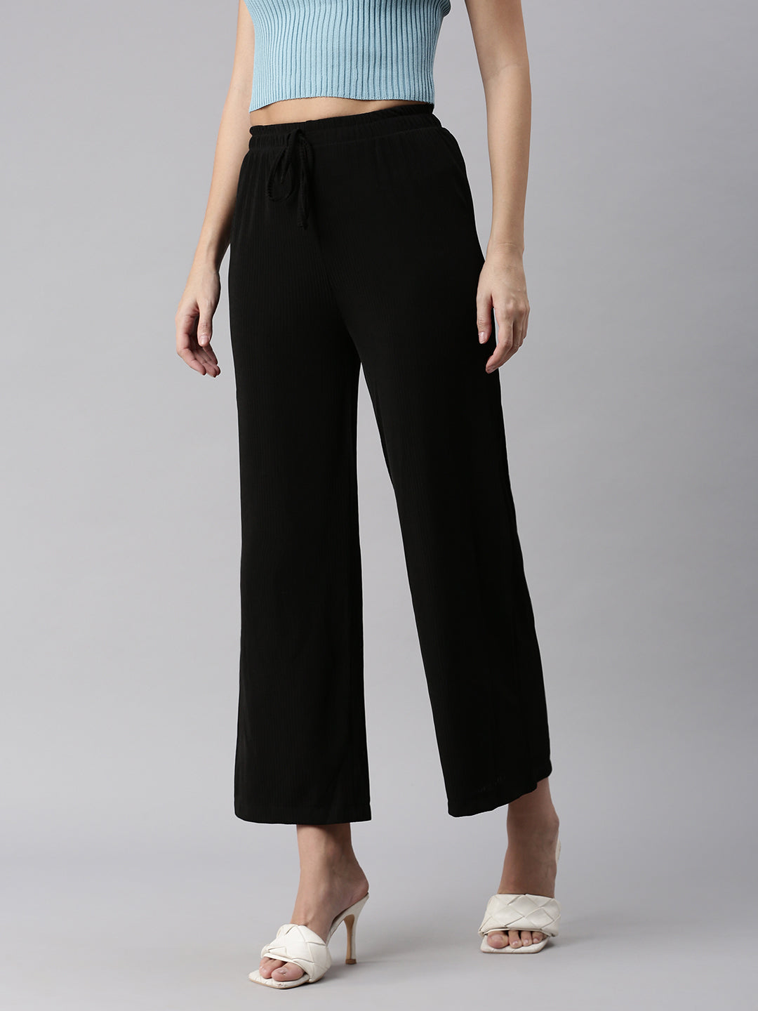 Women's Black Solid Track Pant