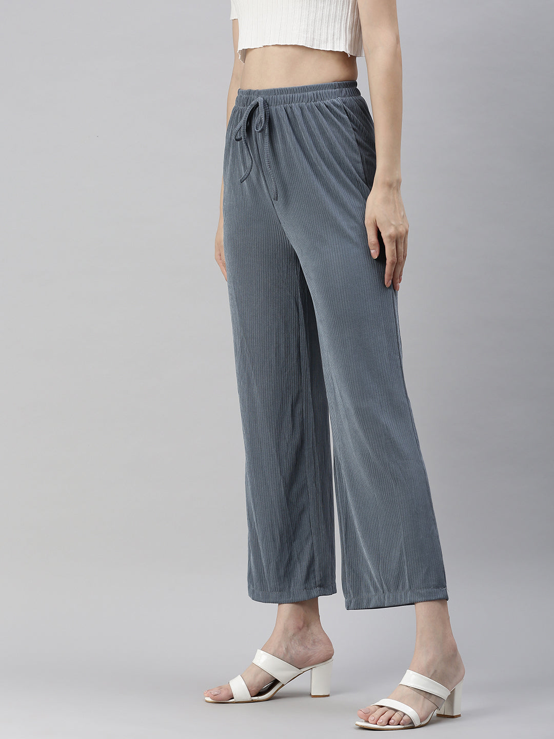 Women's Blue Solid Track Pant